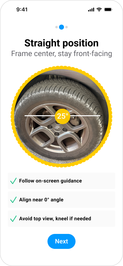 Tire Sidewall onboarding card 2 sample UI