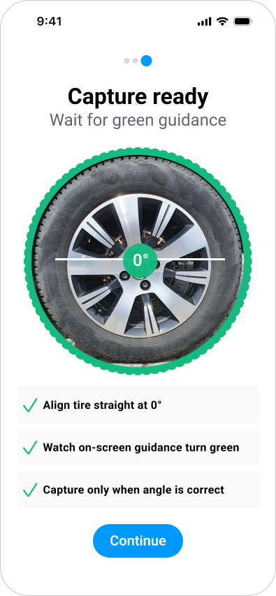 Tire Sidewall onboarding card 3 sample UI